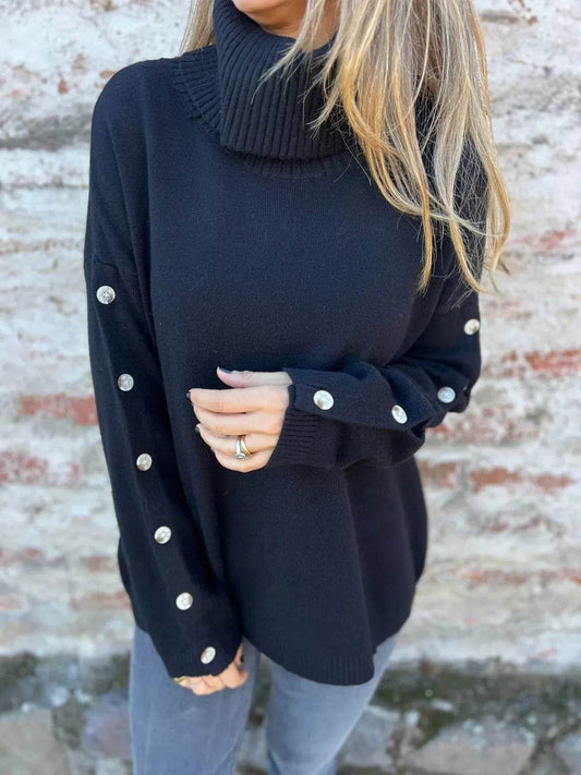Full Size Turtleneck Long Sleeve Sweater Plus Size - IntuitiveEncBoutique
