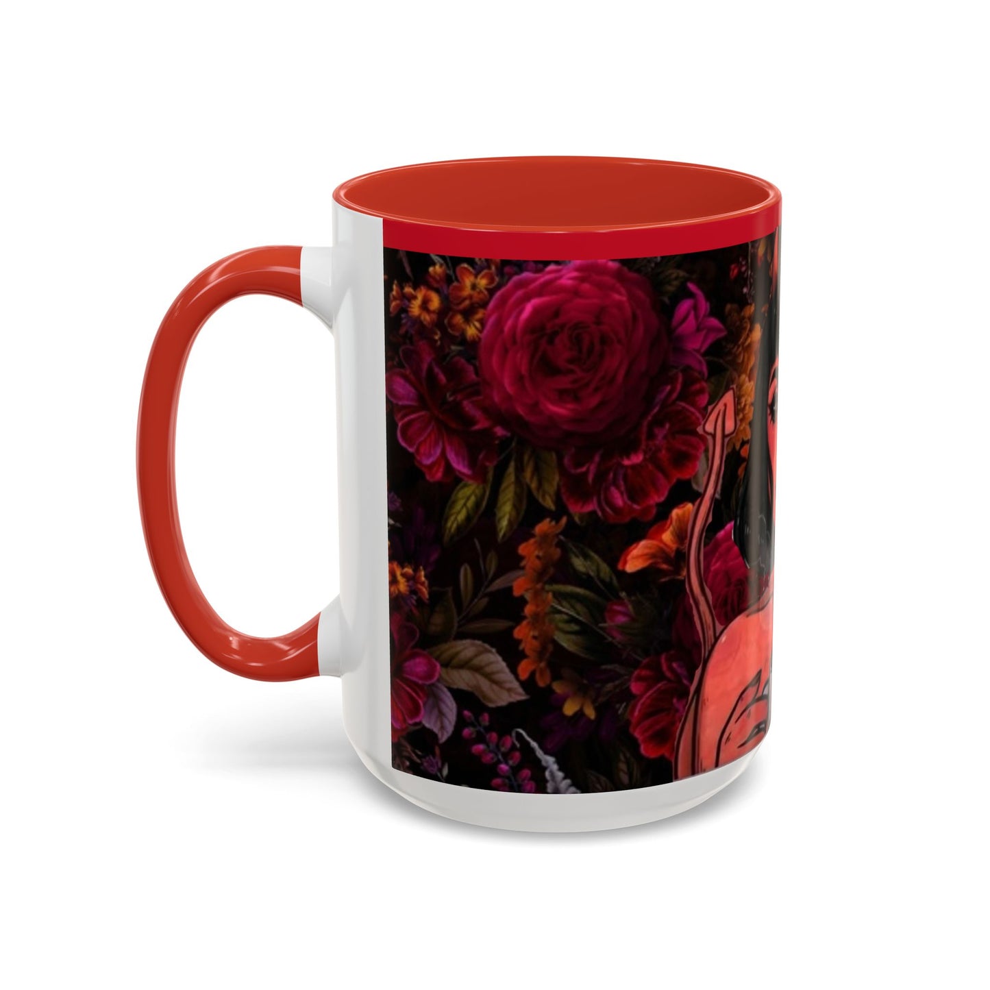 Gothic Floral Accent Coffee Mug - Perfect for Coffee Lovers, Gift for Birthdays, Drama Queen Decor, Unique Art Mug