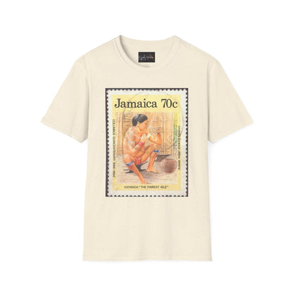 Vintage Jamaica Stamp Tee, Softstyle T-Shirt, Unisex Graphic Tee, Bohemian Style Shirt, Travel Lovers Apparel, Cool Gift Idea