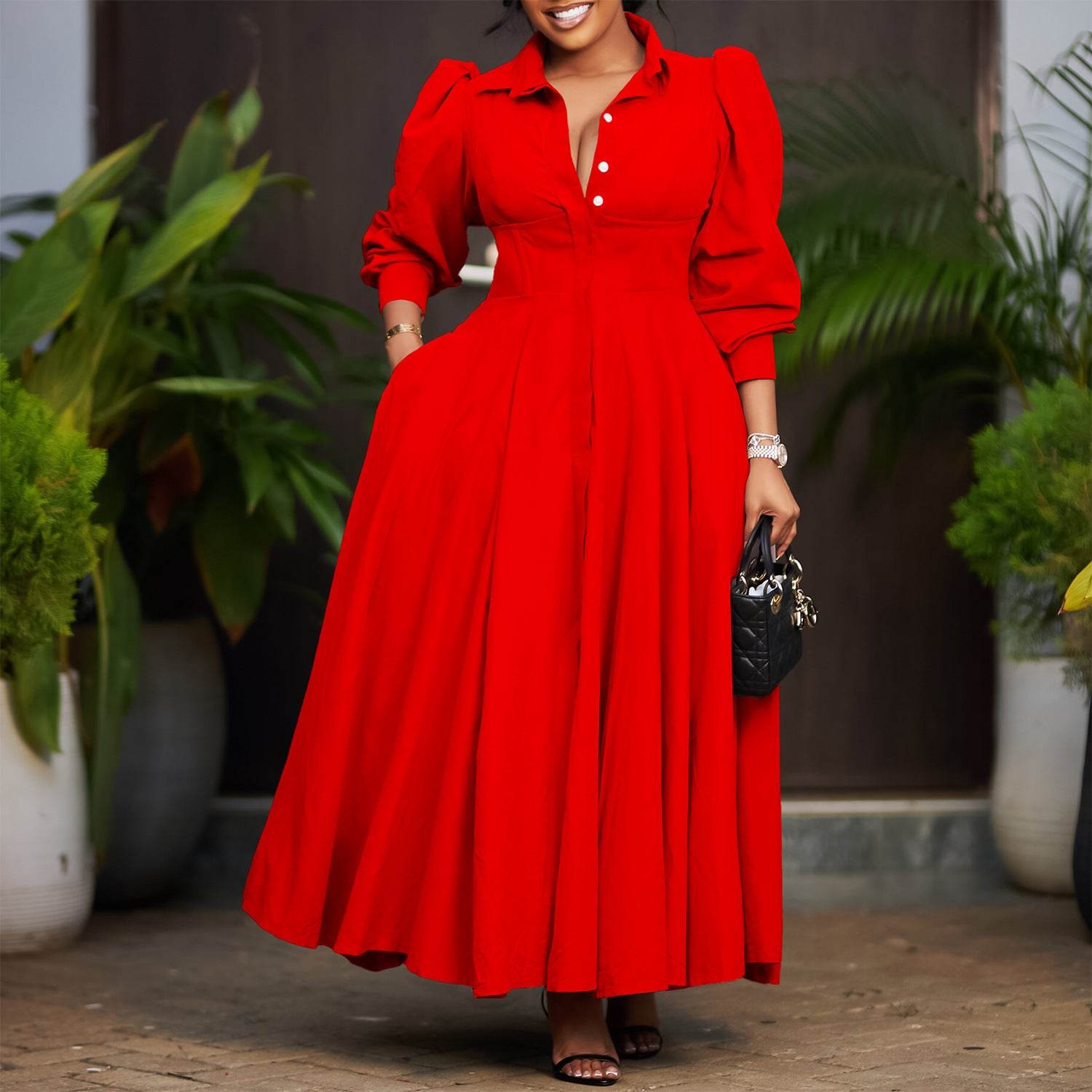 Long Sleeve Flared Dress - IntuitiveEncBoutique