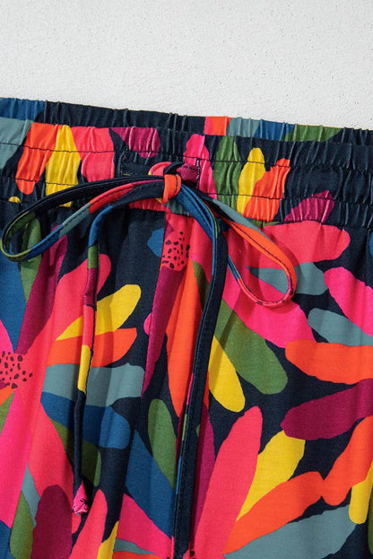 Plus Size Printed Round Neck Top and Drawstring Pants Set - IntuitiveEncBoutique