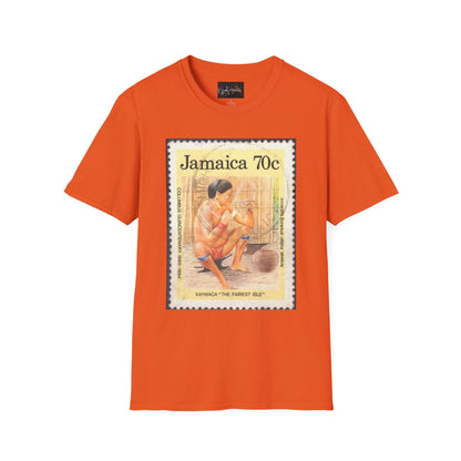 Vintage Jamaica Stamp Tee, Softstyle T-Shirt, Unisex Graphic Tee, Bohemian Style Shirt, Travel Lovers Apparel, Cool Gift Idea