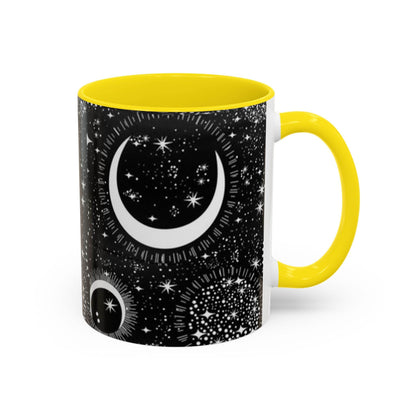 Star Moon Cup - Celestial Design Coffee Mug, 11oz Tea Cup, Astrology Lover Gift, Kitchen Decor, Celestial Kitchenware, Ceramic Beverage Mug - IntuitiveEncBoutique
