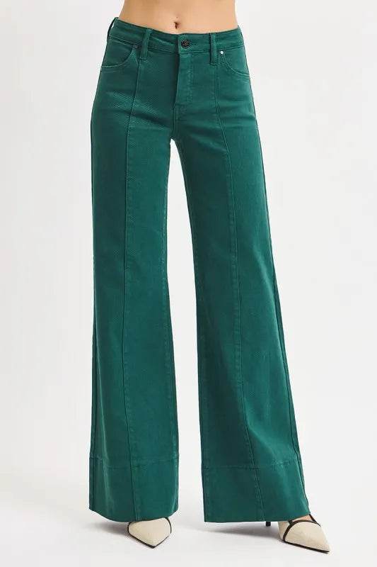RISEN Full Size Tummy Control Mid Rise Wide Leg Jeans Plus Size - IntuitiveEncBoutique