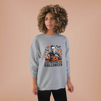 Halloween Sweatshirt - Just Waiting for Halloween | Unisex Crewneck Pullover, Fall Fashion, Halloween Gift, Cozy Sweater, Eco-Friendly Wear - IntuitiveEncBoutique