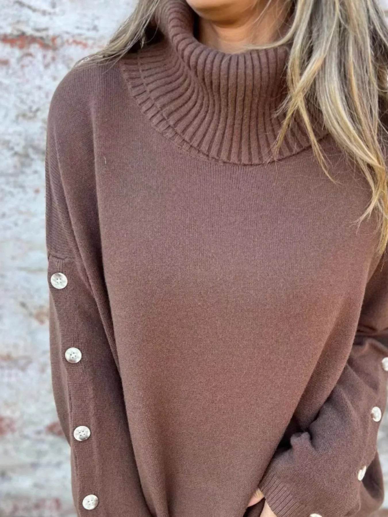Full Size Turtleneck Long Sleeve Sweater Plus Size - IntuitiveEncBoutique