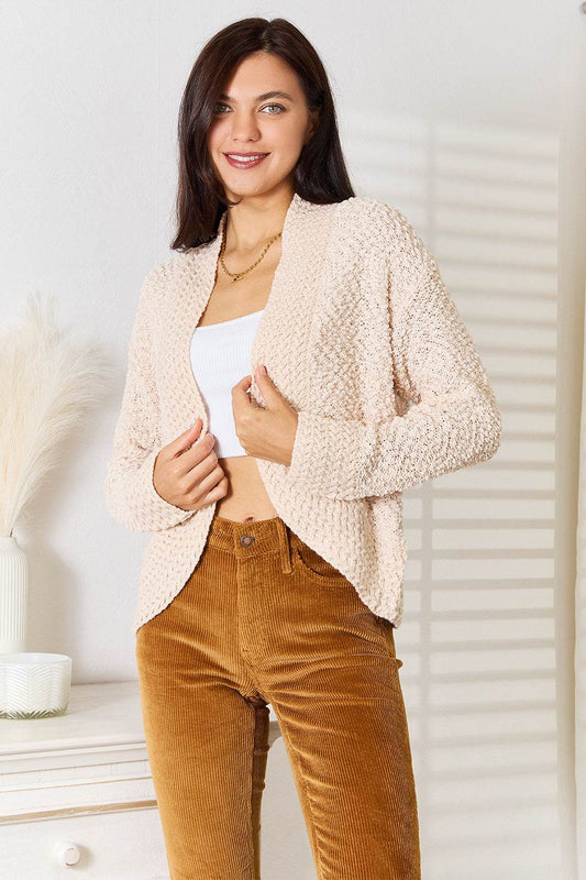 Double Take Open Front Long Sleeve Cardigan - IntuitiveEncBoutique