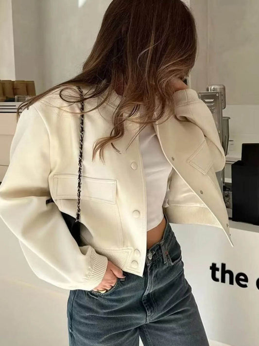 Full Size Cropped Snap Down Jacket Plus Size - IntuitiveEncBoutique