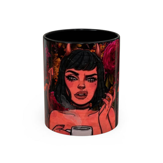 Gothic Floral Accent Coffee Mug - Perfect for Coffee Lovers, Gift for Birthdays, Drama Queen Decor, Unique Art Mug