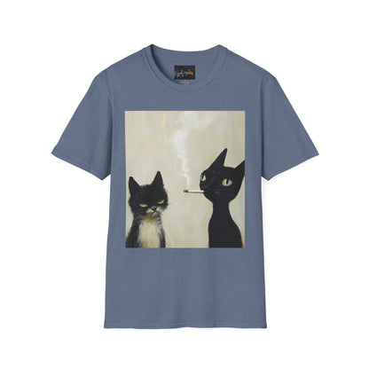 Cool Cat Art Unisex Softstyle T-Shirt, Vintage Cat Illustration, Perfect Gift for Cat Lovers, Casual Streetwear, Unique Pet Tee
