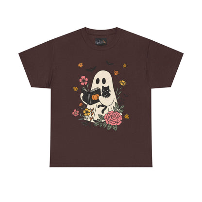 Cute Ghost & Cat Unisex Heavy Cotton Tee - IntuitiveEncBoutique