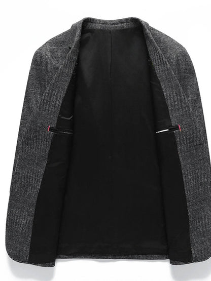 Men's Single-Breasted Tweed Blazer - IntuitiveEncBoutique