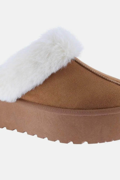 Weeboo Thick Bottom Fur Trim Snow Slippers - IntuitiveEncBoutique