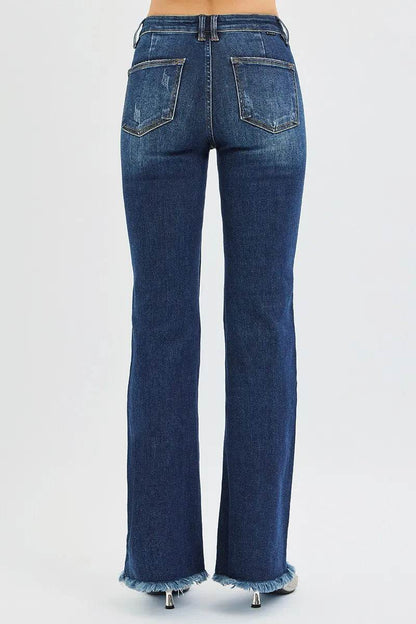 RISEN Full Size Tummy Control Mid Rise Flare Jeans Plus Size - IntuitiveEncBoutique