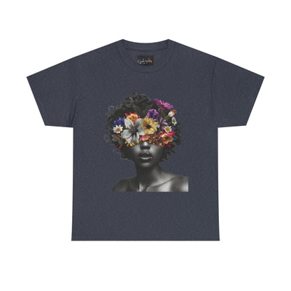Floral Goddess Unisex Heavy Cotton Tee | Flower Graphic Tee, Boho Style, Casual Wear, Unique Gift, Art Tee