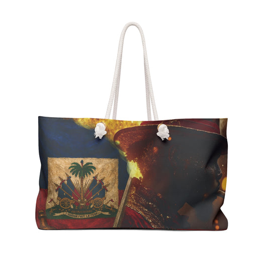 Haitian Art Ogou Weekender Bag, Travel Tote, Beach Bag, Weekend Getaway, Bohemian Style, Unique Gift Ideas