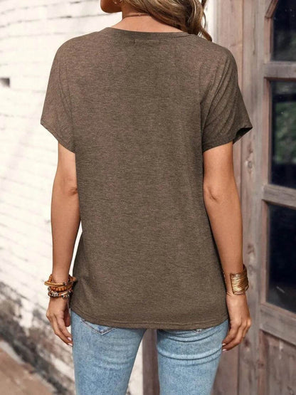 Half Button Short Sleeve Top - IntuitiveEncBoutique
