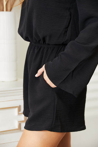 Culture Code Full Size Open Back Romper with Pockets - IntuitiveEncBoutique