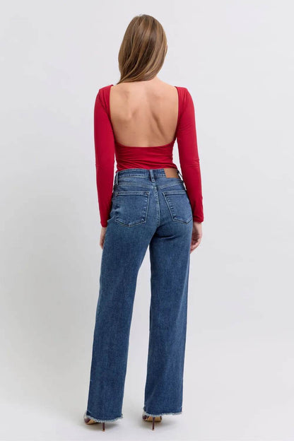 Judy Blue Full Size Raw Hem Mid Rise Jeans - IntuitiveEncBoutique