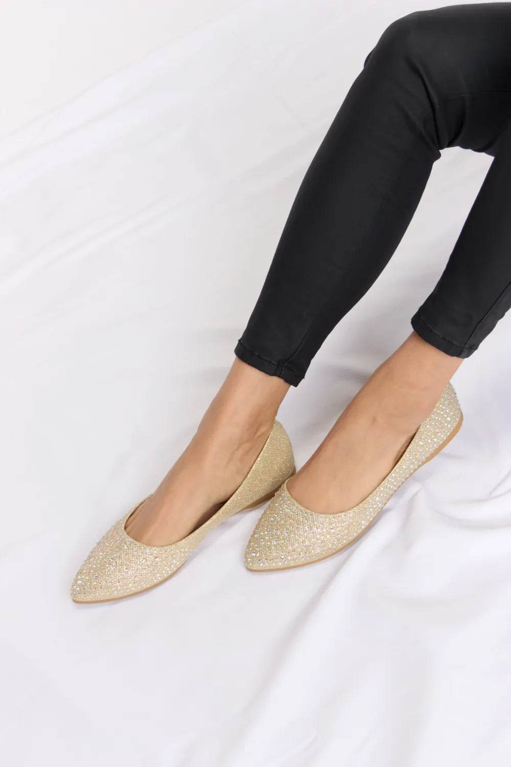 Forever Link Rhinestone Point Toe Flat Slip-Ons - IntuitiveEncBoutique