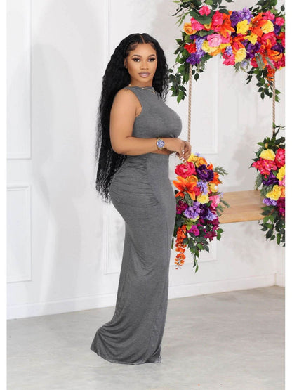 Sexy Bodycon Skirt + Sleeveless Long Top Two-Piece Set Women's Summer Simple Solid Color - IntuitiveEncBoutique