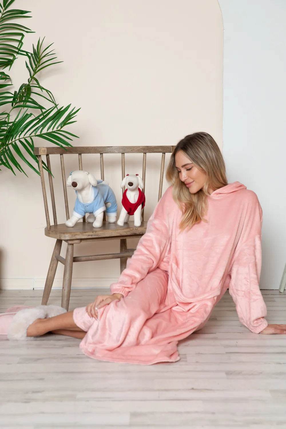 Double Take Full Size Pocketed Hooded Midi Lounge Dress - IntuitiveEncBoutique