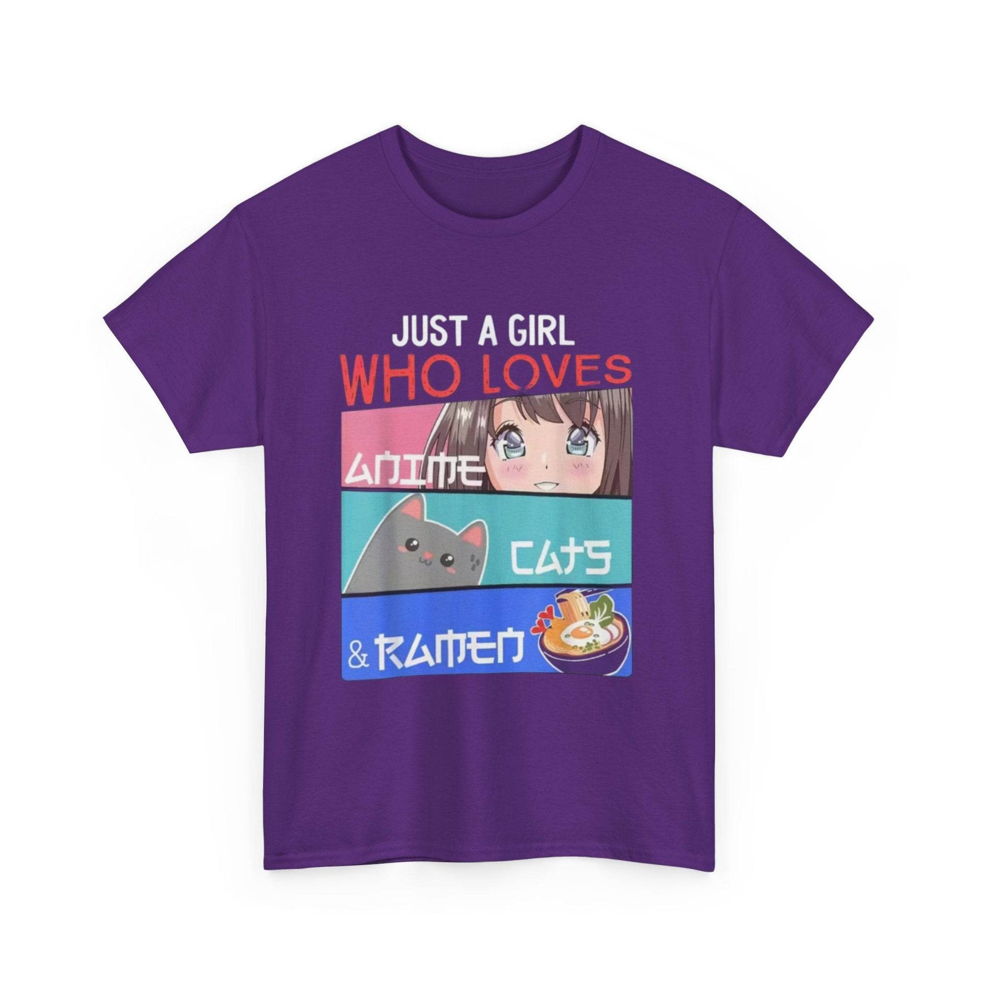 Just a Girl Who Loves Anime Cats & Ramen T-Shirt - IntuitiveEncBoutique