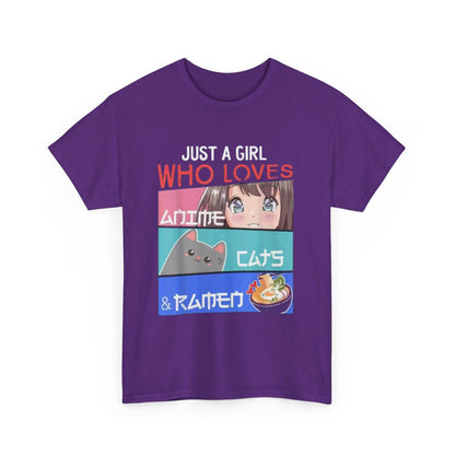 Just a Girl Who Loves Anime Cats & Ramen T-Shirt - IntuitiveEncBoutique