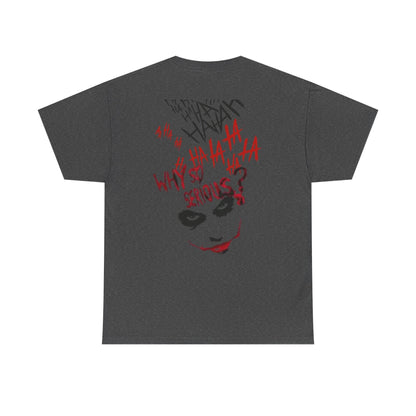 Unisex Heavy Cotton Tee - Joker Inspired Graphic Tee, Casual Wear, Perfect for Halloween, Movie Fans, Gift Idea, Streetwear - IntuitiveEncBoutique