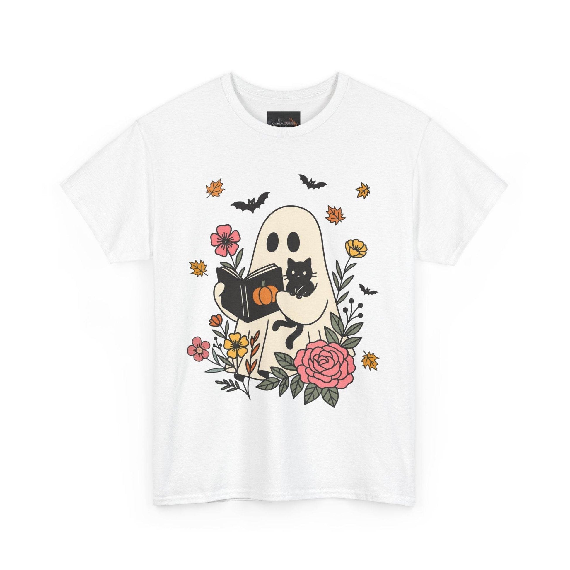 Cute Ghost & Cat Unisex Heavy Cotton Tee - IntuitiveEncBoutique