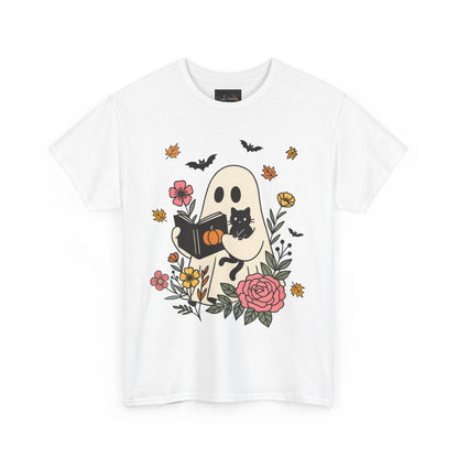 Cute Ghost & Cat Unisex Heavy Cotton Tee - IntuitiveEncBoutique