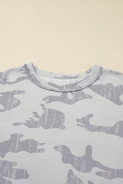Multicolor Camouflage Print Round Neck Plus Size Sweatshirt