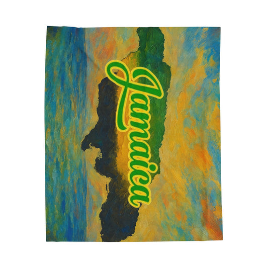 Jamaican Velveteen Plush Blanket, Cozy Soft Throw for Home, Jamaican Decor, Travel Souvenir, Beach & Relaxation Gift, Great for Celebrations
