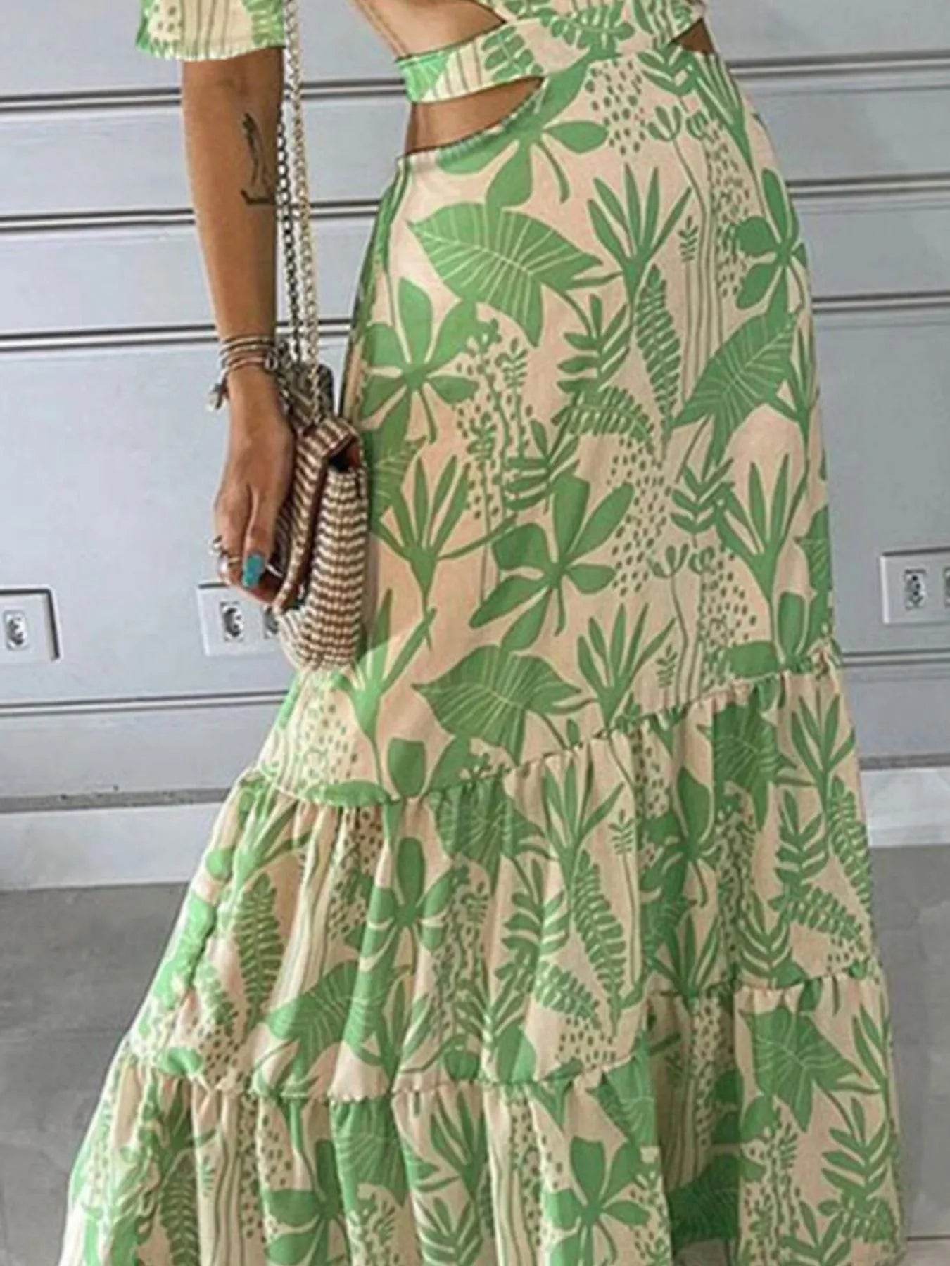Full Size Cutout Off-Shoulder Printed Maxi Dress Plus Size - IntuitiveEncBoutique