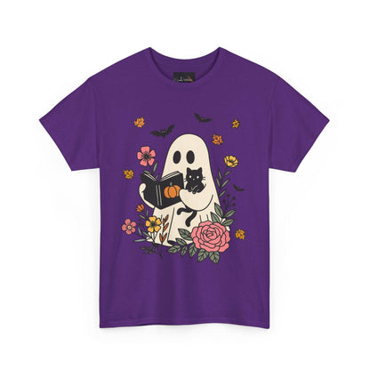Cute Ghost & Cat Unisex Heavy Cotton Tee - IntuitiveEncBoutique
