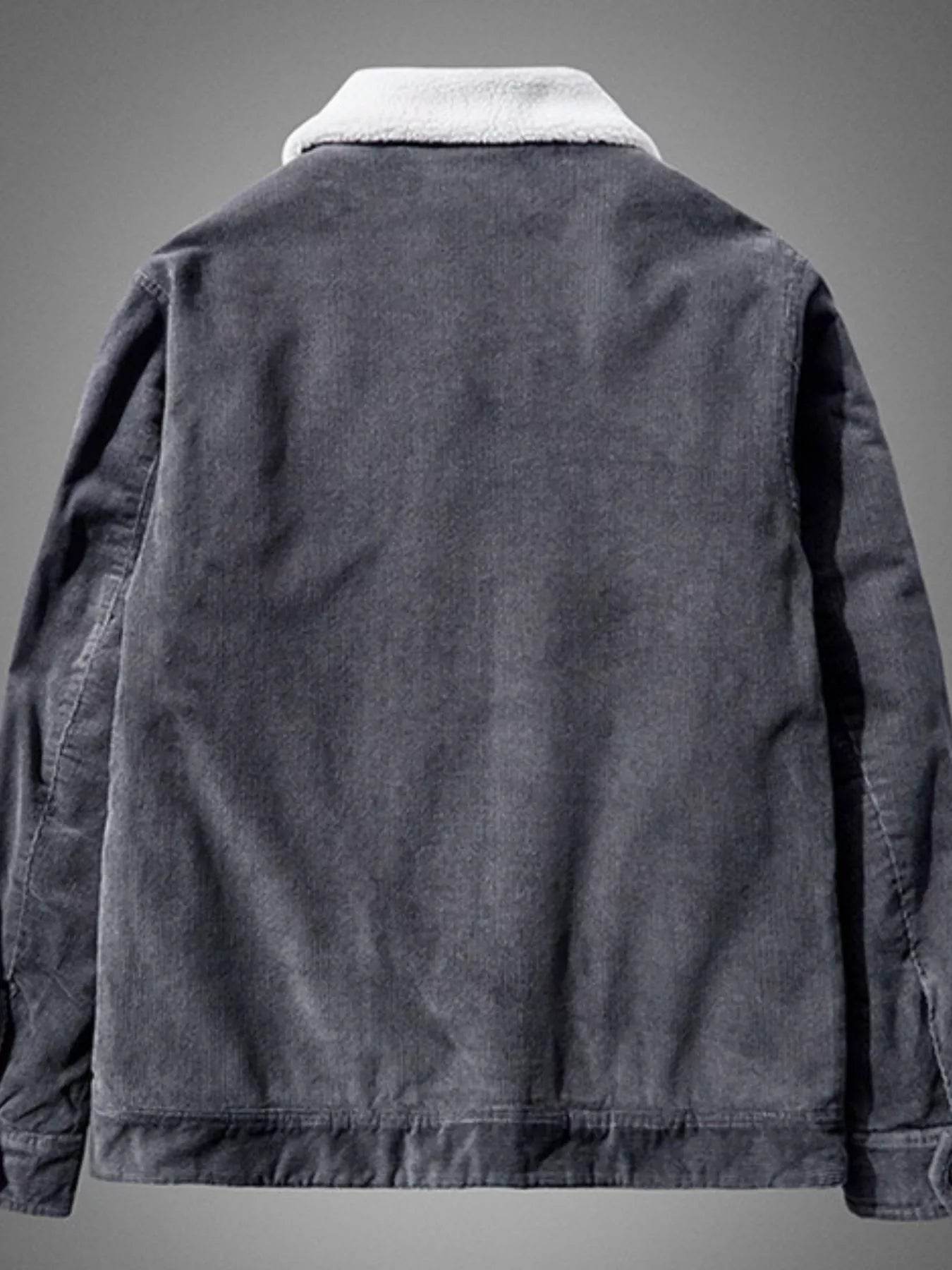 Men's Plus Size Sherpa Corduroy Button Up Jacket - IntuitiveEncBoutique