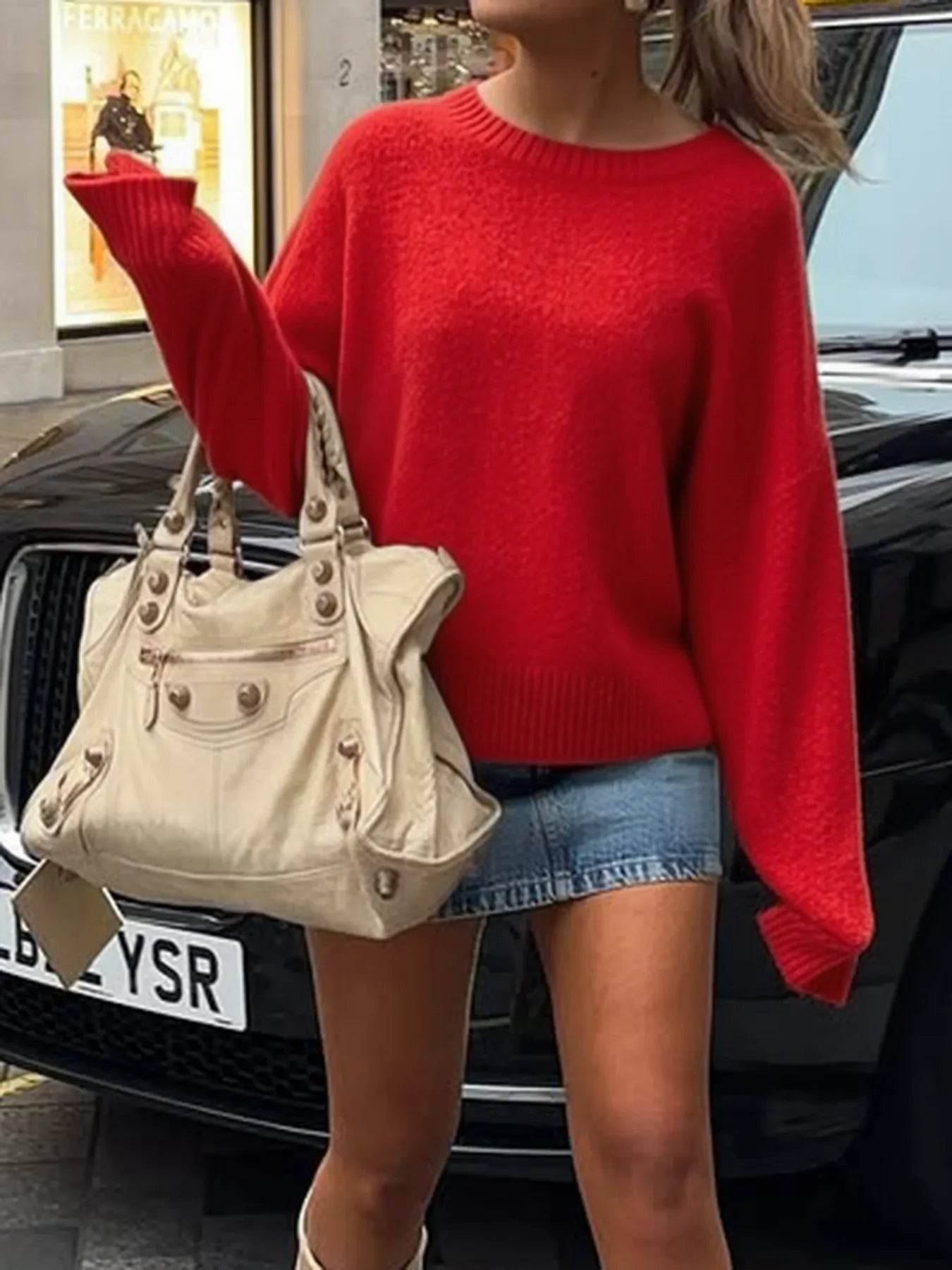 Ribbed Crewneck Drop Shoulder Sweater - IntuitiveEncBoutique