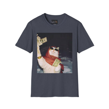 Cash Cat Unisex Softstyle T-Shirt, Funny Cat Shirt, Pet Lover Gift, Casual Wear, Birthday Gift, Unique Humor Tee