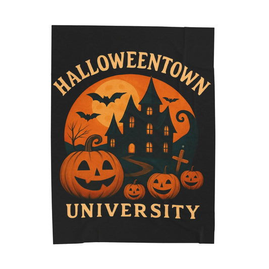 Halloween-Themed Velveteen Plush Blanket - Cozy Decor for Fall, Gift for Students, Spooky Vibes, Perfect for Home, Halloween Party [...] - IntuitiveEncBoutique