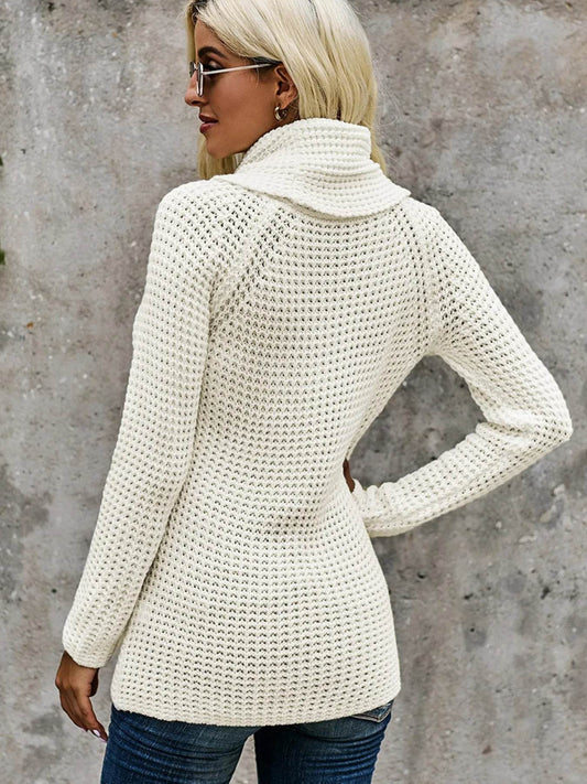 Full Size Texture Turtleneck Long Sleeve Sweater Plus Size - IntuitiveEncBoutique