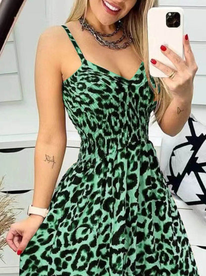 Full Size Leopard Print Spaghetti Strap Maxi Dress Plus Size - IntuitiveEncBoutique