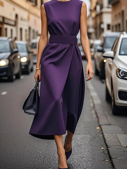 Round Neck Sleeveless Midi Sheath Dress - IntuitiveEncBoutique