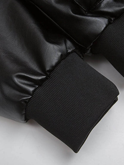 Men's Leather Bomber Jacket with Faux Fur Hood - IntuitiveEncBoutique