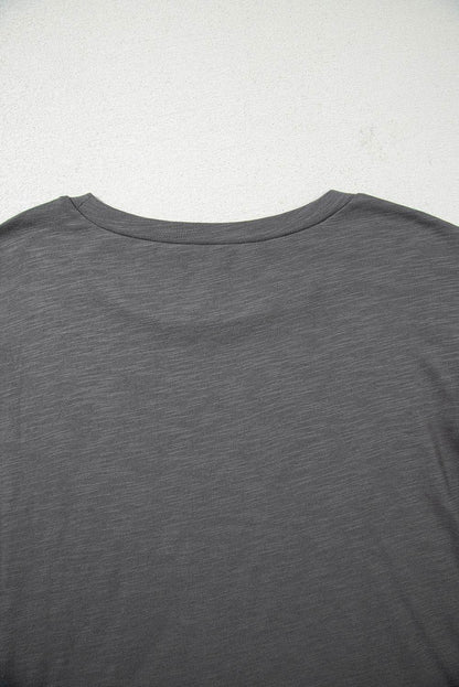 Dark Grey Double Ruffled Short Sleeve Plus Size Top - IntuitiveEncBoutique