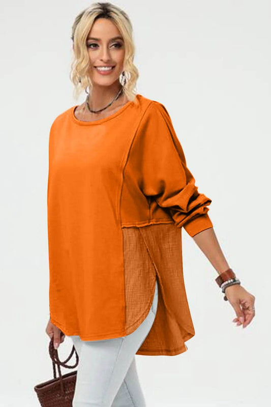 Double Take Full Size Long Sleeve High-Low T-Shirt - IntuitiveEncBoutique