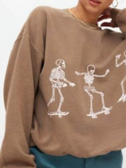 Skeleton Graphic Oversized Sweatshirt - IntuitiveEncBoutique