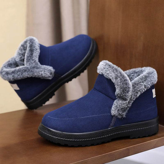 Winter Women's Plus Size Cotton Boots with Fleece Lining and Thickening for Outdoor Leisure Snow Boots Mid-Calf Cotton Shoes - IntuitiveEncBoutique