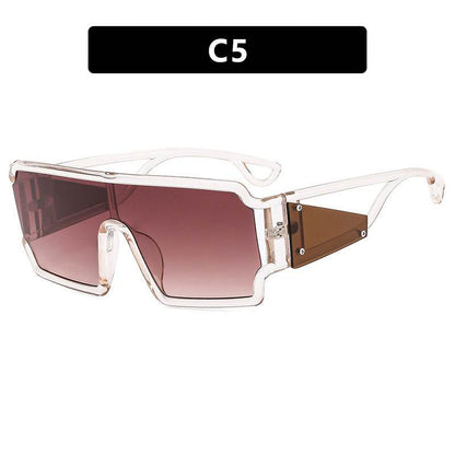 Square connected sunglasses with hollowed out avant-garde personality Instagram popular fashion street photography futuristic sunglasses - IntuitiveEncBoutique
