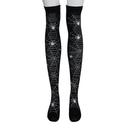 Halloween Black White Long Knee High Socks Costume Masquerade Carnival Cosplay Soft Wind Thigh Stockings Over The Knee - IntuitiveEncBoutique