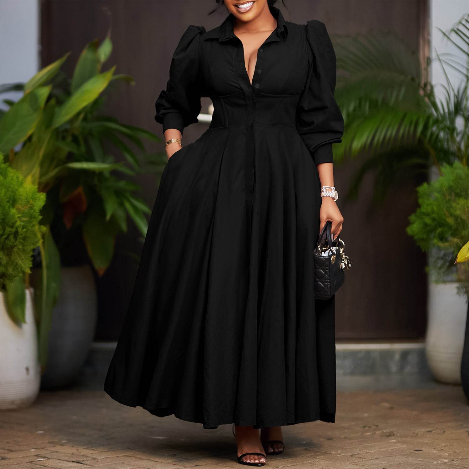 Long Sleeve Flared Dress - IntuitiveEncBoutique